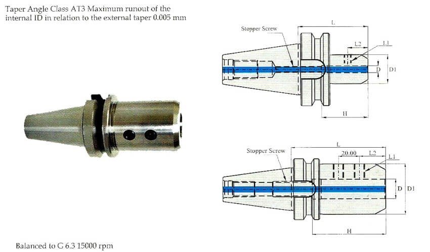 BT50 SLA DIA 5/16'' - 3.0'' Side Lock Holder (Balanced to G 6.3 15000 rpm)